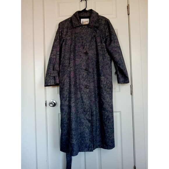 VTG London Fog Wamsutta Woven Tapestry Trench Coat Wms Sz 12 Petite - Picture 3 of 15